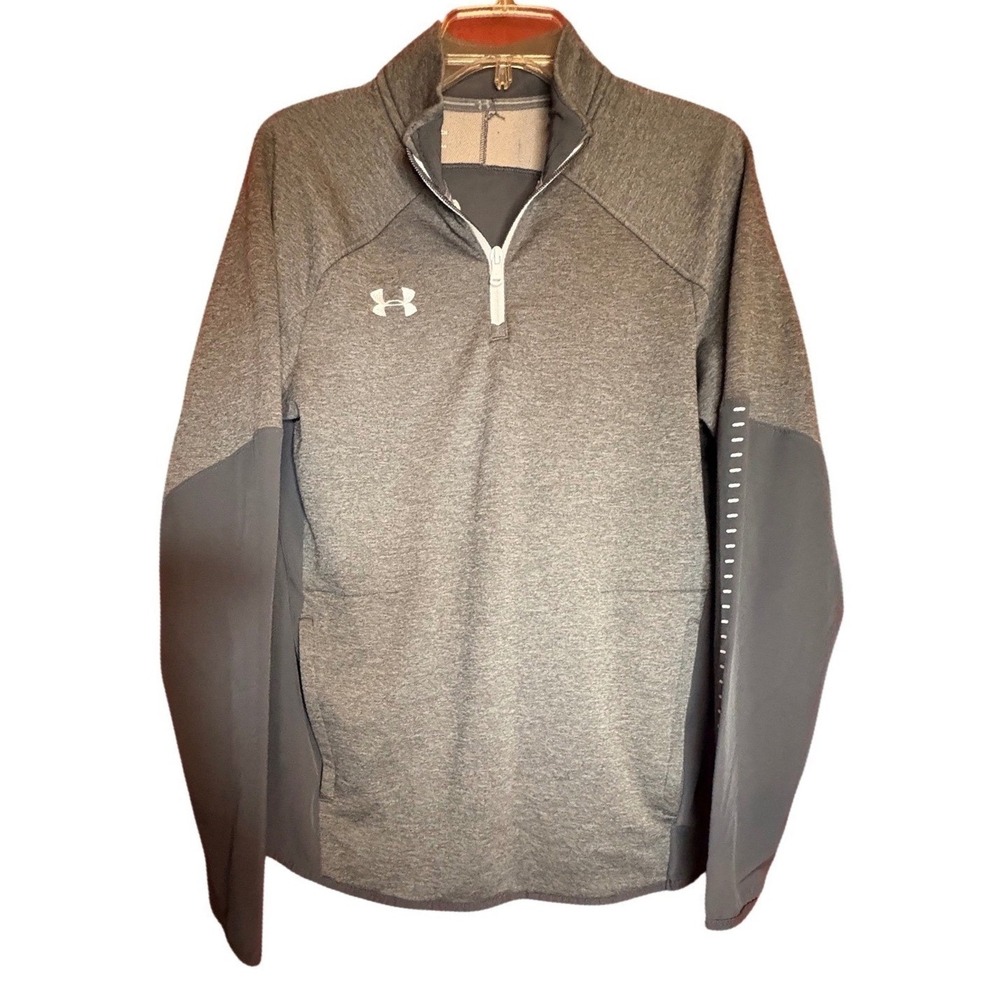 Under Armour ColdGear Men's Gray 1/4 Zip Pullover Athletic Jacket  Size Small‎